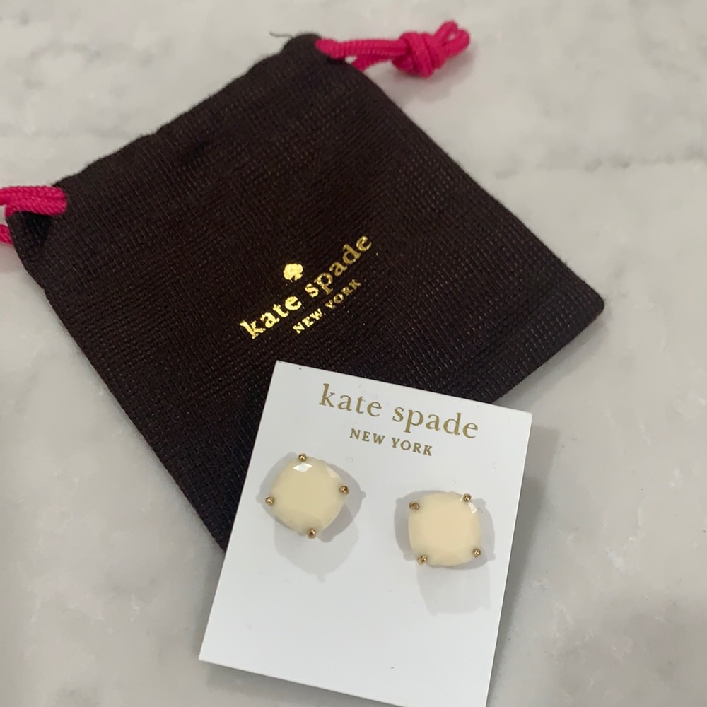 Katie Spade square off white earrings